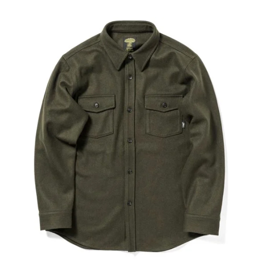 画像1: 24-25モデル【GREEN CLOTHING】WOOL FLANNEL SHIRT/OLIVE